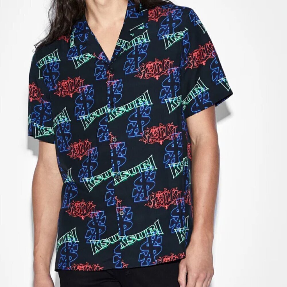 NWT KSUBI Glow Resort SS Shirt in Black